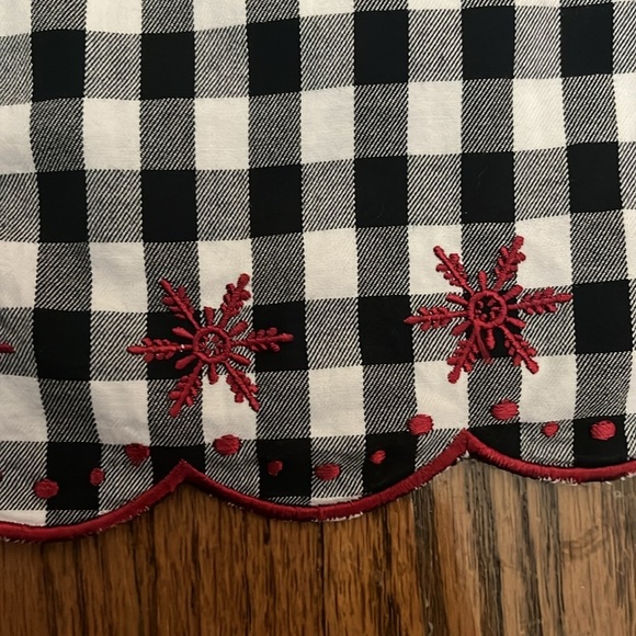 Ted Baker Red Fleece Plaid Pajama Buttons down Blouse Bottom embroidered Size S - Picture 6 of 9